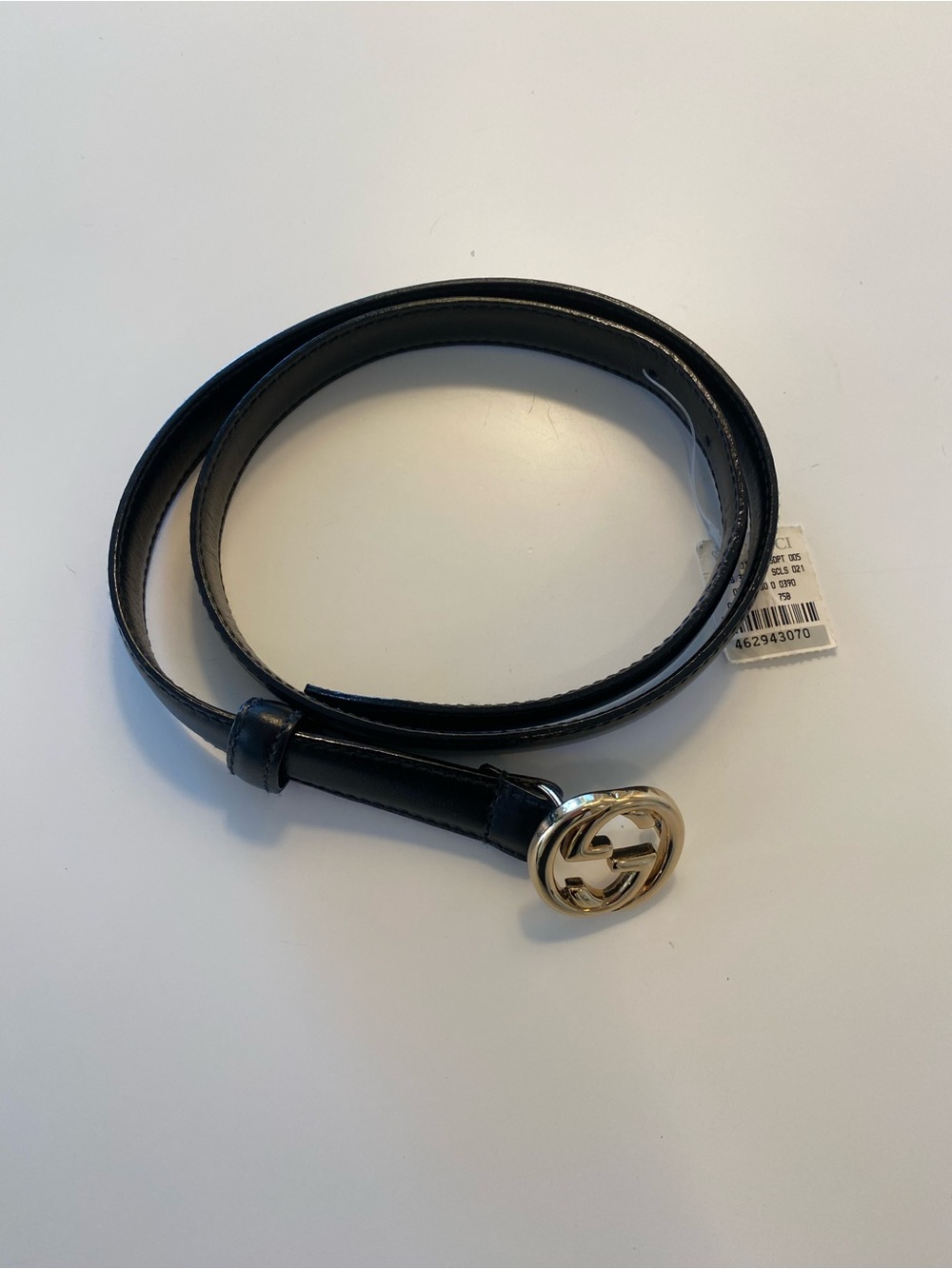 Gucci Black Belt with Gold Interlocking G Buckle